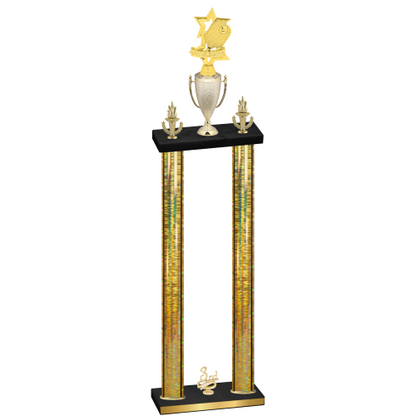 Double Gold Glacier Third Place Pickleball Trophy