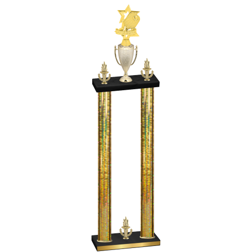 Double Gold Glacier Victory Pickleball Trophy