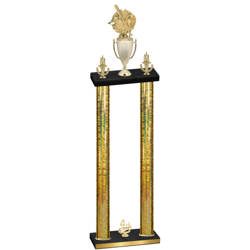 Double Gold Glacier Fourth Place Baseball Trophy