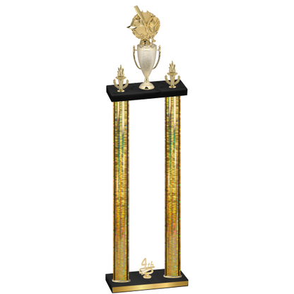 Double Gold Glacier Fourth Place Baseball Trophy