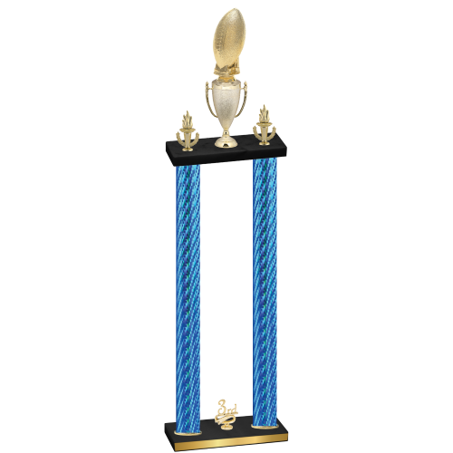 Double Blue Carbon Fiber Third Place Football Trophy