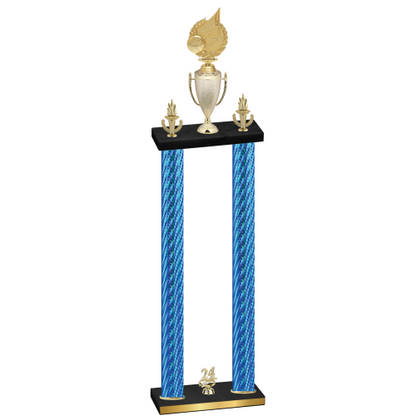 Double Blue Carbon Fiber Year Volleyball Trophy