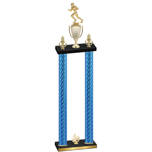 Double Blue Carbon Fiber Fourth Place Football Trophy