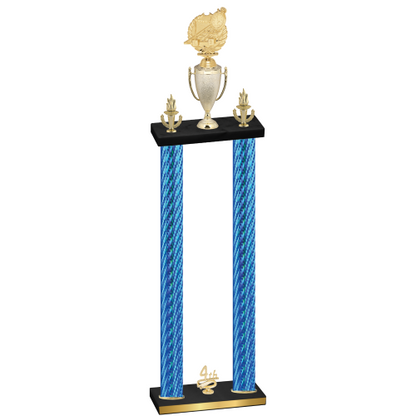 Double Blue Carbon Fiber Fourth Place Swimming Trophy