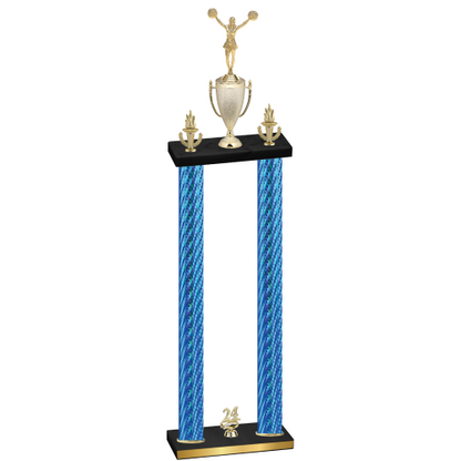 Double Blue Carbon Fiber Year Cheerleading Trophy