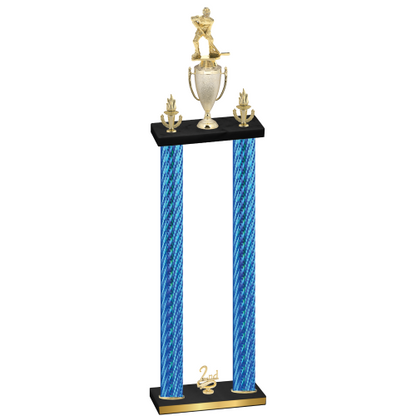 Double Blue Carbon Fiber Second Place Hockey Trophy