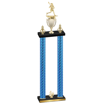 Double Blue Carbon Fiber Fourth Place Lacrosse Trophy