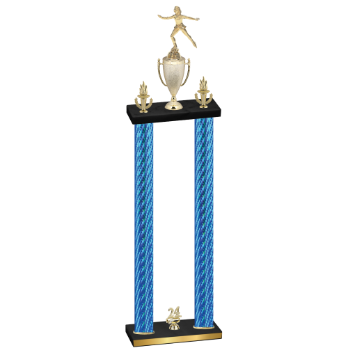 Double Blue Carbon Fiber Year Skater Trophy
