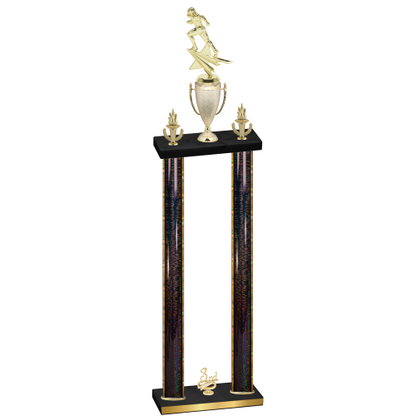 Double Black Glacier Third Place Football Trophy