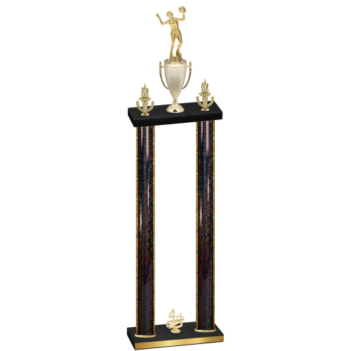 Double Black Glacier Fourth Place Volleyball Trophy