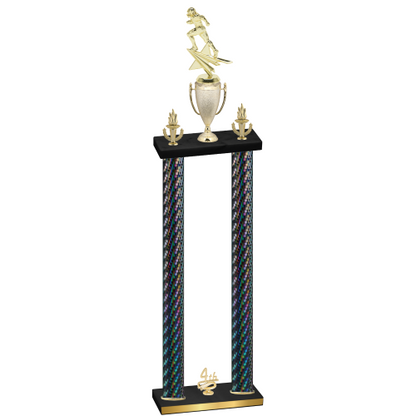Double Black Carbon Fiber Fourth Place Football Trophy