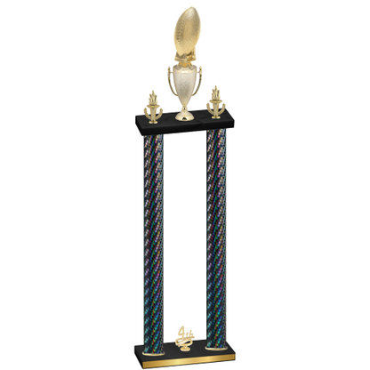 Double Black Carbon Fiber Fourth Place Football Trophy