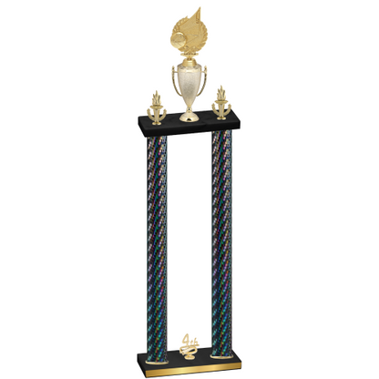 Double Black Carbon Fiber Fourth Place Volleyball Trophy