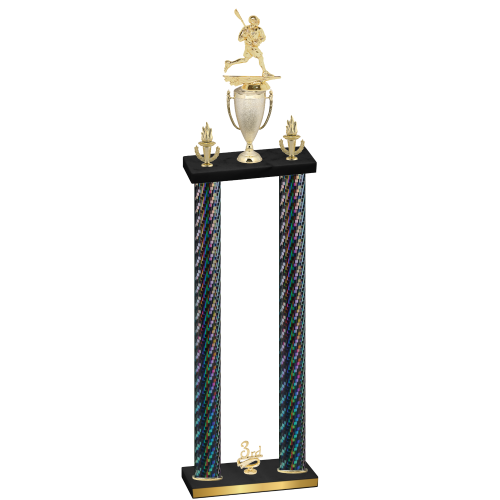 Double Black Carbon Fiber Third Place Lacrosse Trophy