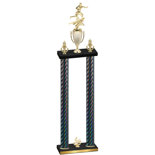 Double Black Carbon Fiber Fourth Place Flag Football Trophy