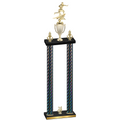 Double Black Carbon Fiber Year Flag Football Trophy