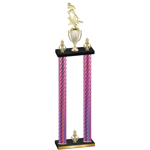 Double Pink Carbon Fiber Victory Football Trophy