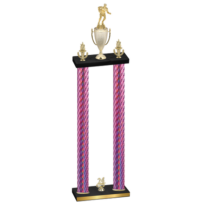 Double Pink Carbon Fiber Year Rugby Trophy