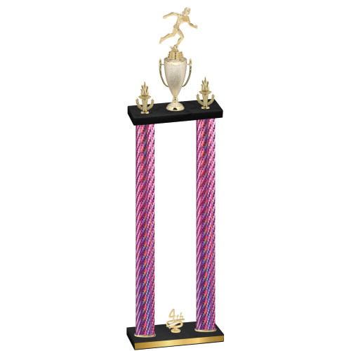 Double Pink Carbon Fiber Fourth Place Running Trophy