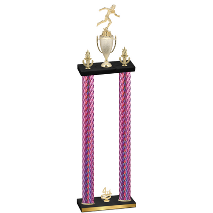 Double Pink Carbon Fiber Fourth Place Running Trophy