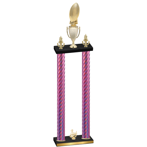 Double Pink Carbon Fiber Third Place Football Trophy