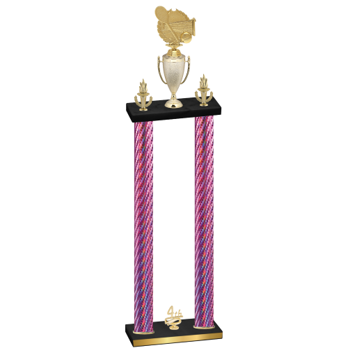 Double Pink Carbon Fiber Fourth Place Tennis Trophy