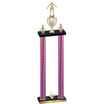 Double Pink Carbon Fiber Second Place Wrestling Trophy