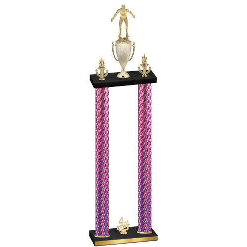 Double Pink Carbon Fiber Fourth Place Wrestling Trophy