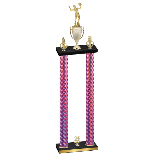 Double Pink Carbon Fiber Year Volleyball Trophy