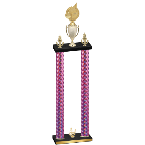 Double Pink Carbon Fiber Third Place Volleyball Trophy