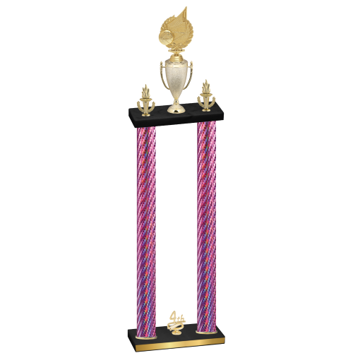Double Pink Carbon Fiber Fourth Place Volleyball Trophy
