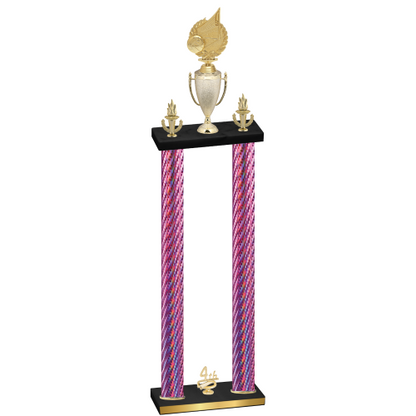 Double Pink Carbon Fiber Fourth Place Volleyball Trophy