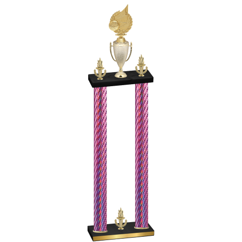 Double Pink Carbon Fiber Victory Volleyball Trophy