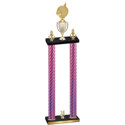 Double Pink Carbon Fiber Year Volleyball Trophy