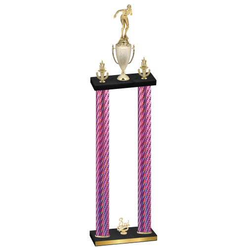 Double Pink Carbon Fiber Third Place Tennis Trophy