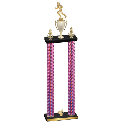 Double Pink Carbon Fiber First Place Football Trophy