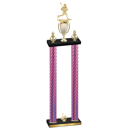 Double Pink Carbon Fiber First Place Lacrosse Trophy