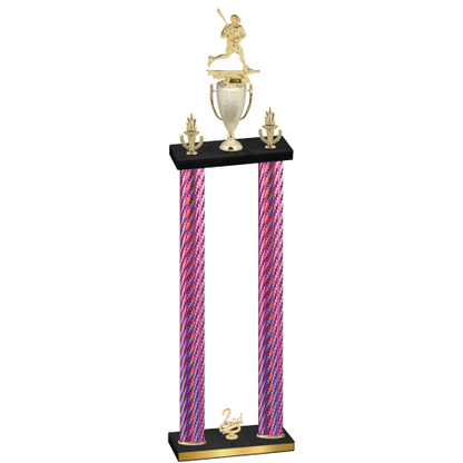 Double Pink Carbon Fiber Second Place Lacrosse Trophy