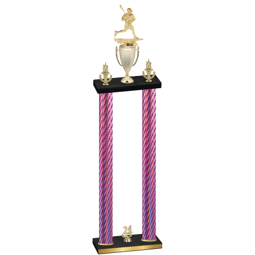 Double Pink Carbon Fiber Year Lacrosse Trophy