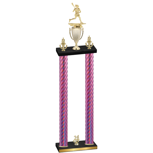 Double Pink Carbon Fiber Year Lacrosse Trophy