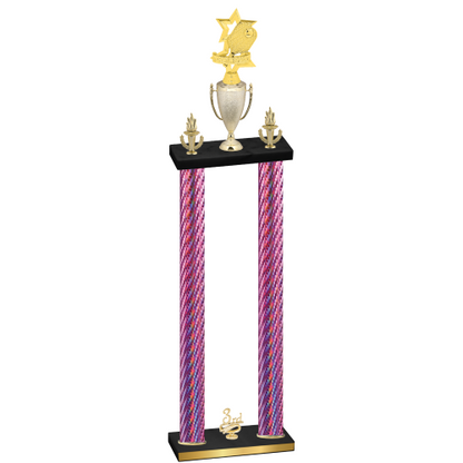 Double Pink Carbon Fiber Third Place Pickleball Trophy