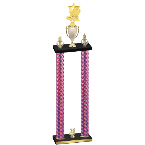 Double Pink Carbon Fiber Year Pickleball Trophy