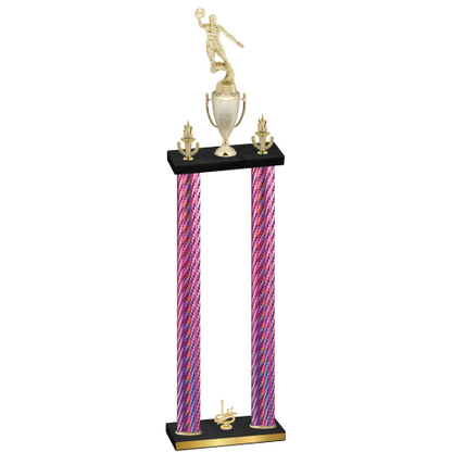Double Pink Carbon Fiber First Place Basketball Trophy