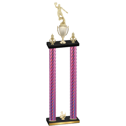 Double Pink Carbon Fiber Third Place Basketball Trophy