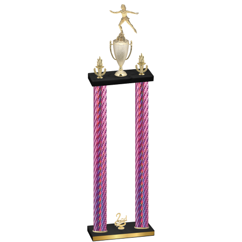 Double Pink Carbon Fiber Second Place Skater Trophy