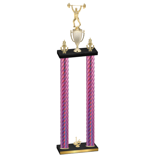 Double Pink Carbon Fiber First Place Weights Trophy