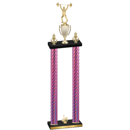 Double Pink Carbon Fiber First Place Weights Trophy
