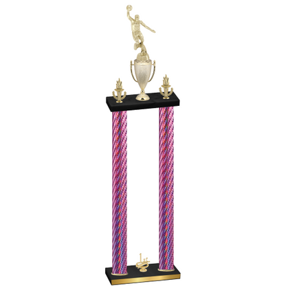 Double Pink Carbon Fiber First Place Basketball Trophy