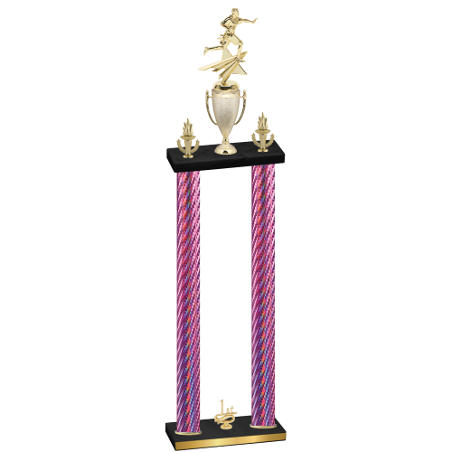 Double Pink Carbon Fiber First Place Flag Football Trophy