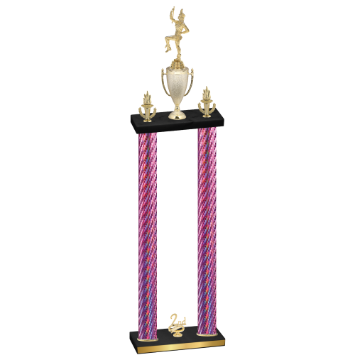 Double Pink Carbon Fiber Second Place Majorette Trophy